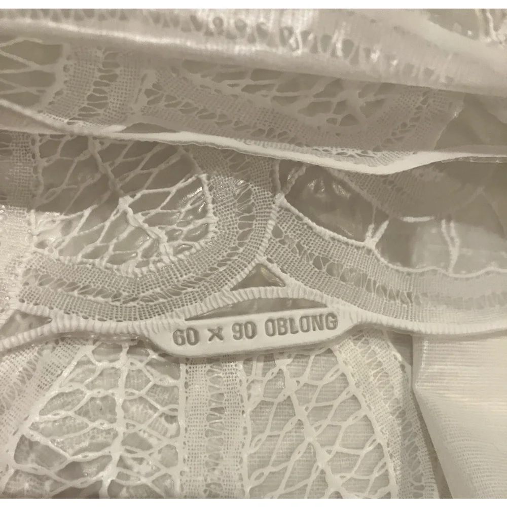 Vintage Vinyl Tablecloth Battenburg Lace White 60X90 Oblong NEW